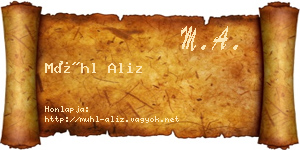 Mühl Aliz névjegykártya
